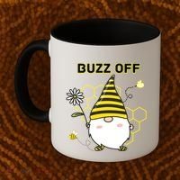 Buzz Off Bumblebee Honeycomb Gnome Flower Go Away Funny Gift Coffee Mug thumb 2