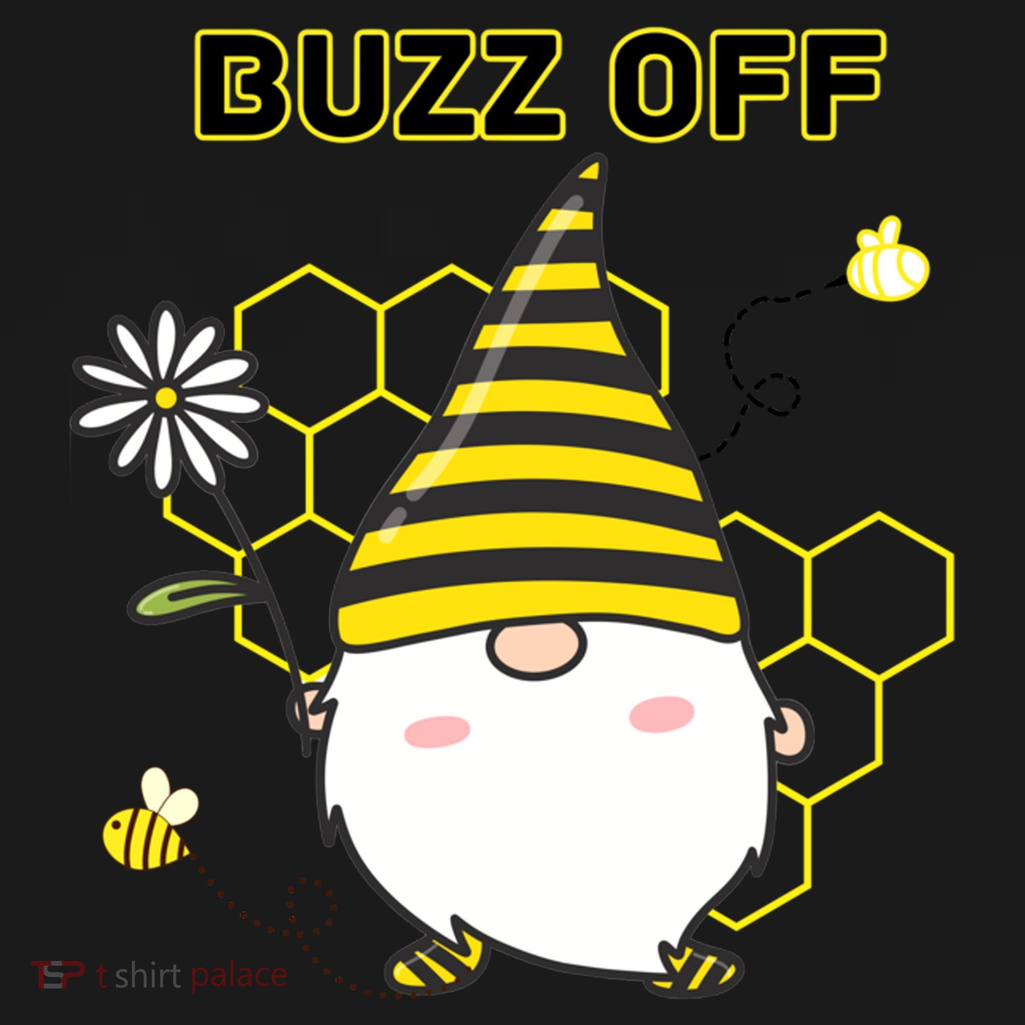 Buzz Off Bumblebee Honeycomb Gnome Flower Go Away Funny Gift Women's Hoodie
