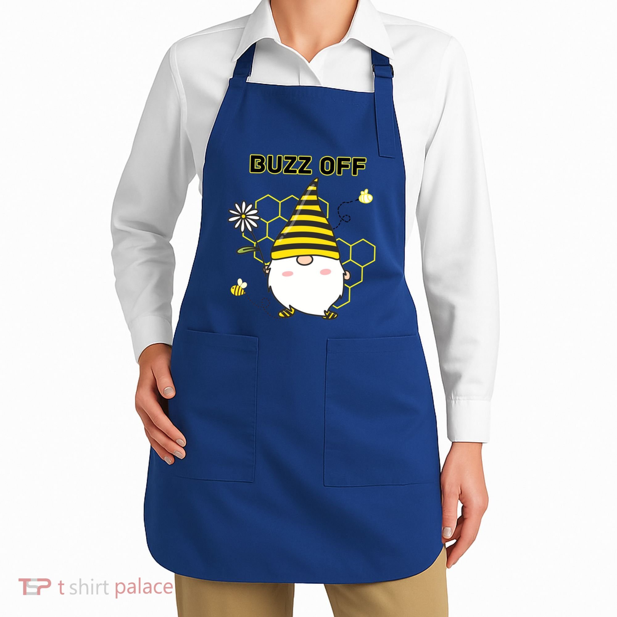 Buzz Off Bumblebee Honeycomb Gnome Flower Go Away Funny Gift Apron