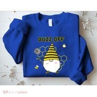 Buzz Off Bumblebee Honeycomb Gnome Flower Go Away Funny Gift Sweatshirt thumb 2
