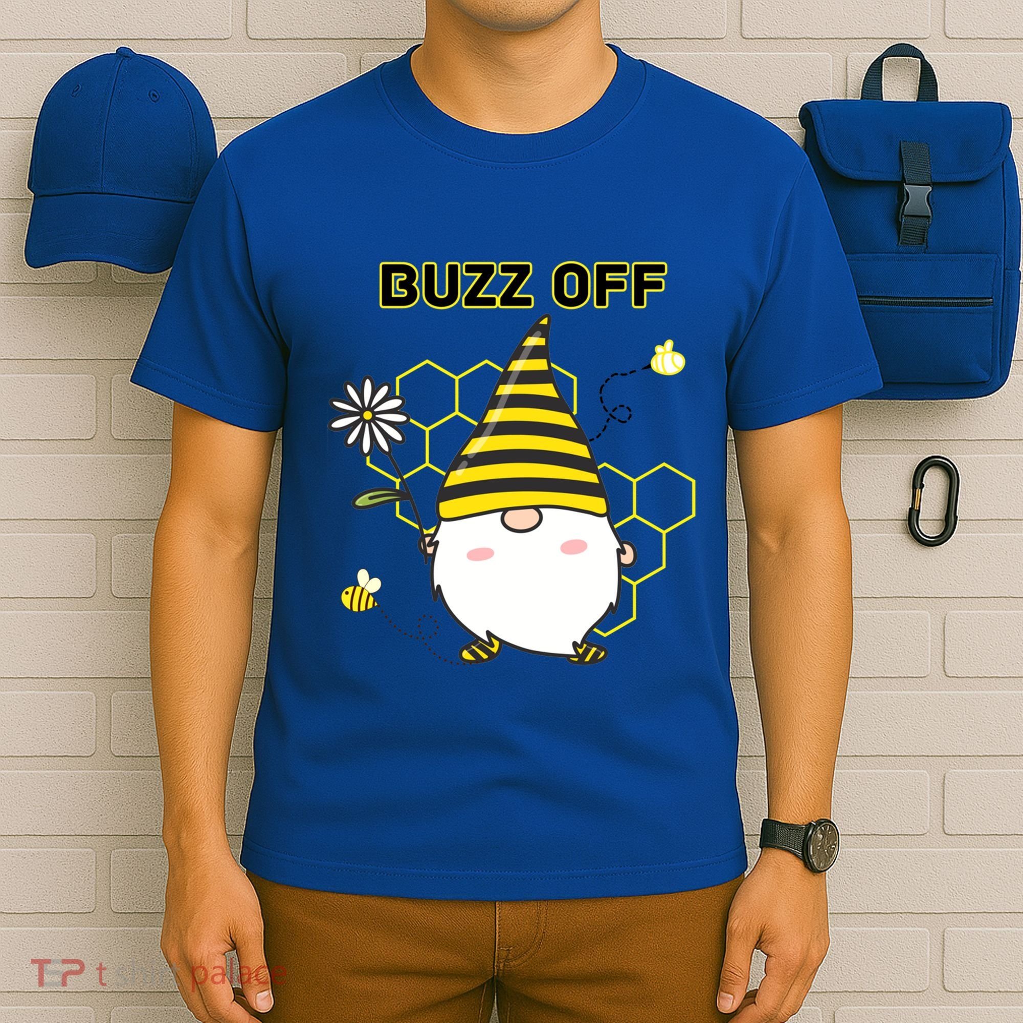 Buzz Off Bumblebee Honeycomb Gnome Flower Go Away Funny Gift T-Shirt