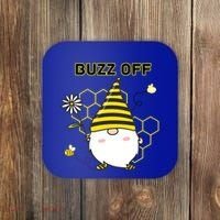 Buzz Off Bumblebee Honeycomb Gnome Flower Go Away Funny Gift Coaster thumb 0