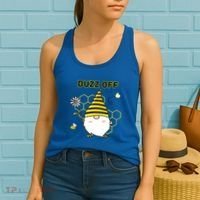 Buzz Off Bumblebee Honeycomb Gnome Flower Go Away Funny Gift Women's Tank Top thumb 2