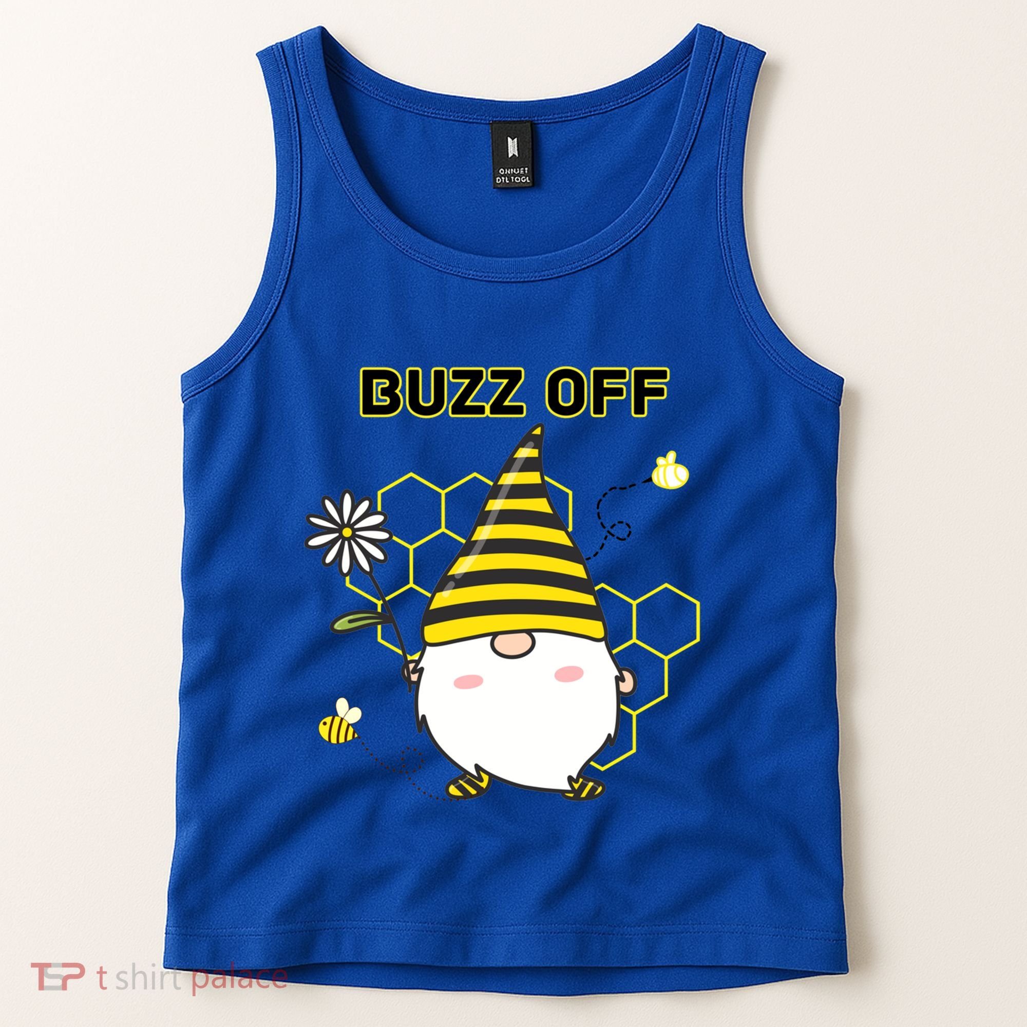 Buzz Off Bumblebee Honeycomb Gnome Flower Go Away Funny Gift Tank Top
