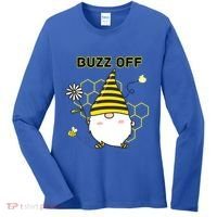 Buzz Off Bumblebee Honeycomb Gnome Flower Go Away Funny Gift Women's Long Sleeve Shirt thumb 0