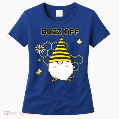 Buzz Off Bumblebee Honeycomb Gnome Flower Go Away Funny Gift Women's T-Shirt