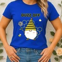 Buzz Off Bumblebee Honeycomb Gnome Flower Go Away Funny Gift Women's T-Shirt thumb 2