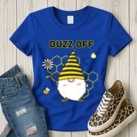 Buzz Off Bumblebee Honeycomb Gnome Flower Go Away Funny Gift Women's T-Shirt thumb 3