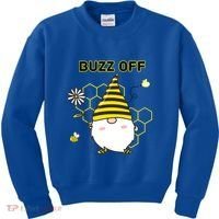 Buzz Off Bumblebee Honeycomb Gnome Flower Go Away Funny Gift Kids Sweatshirt thumb 0