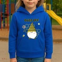 Buzz Off Bumblebee Honeycomb Gnome Flower Go Away Funny Gift Kids Hoodie thumb 3