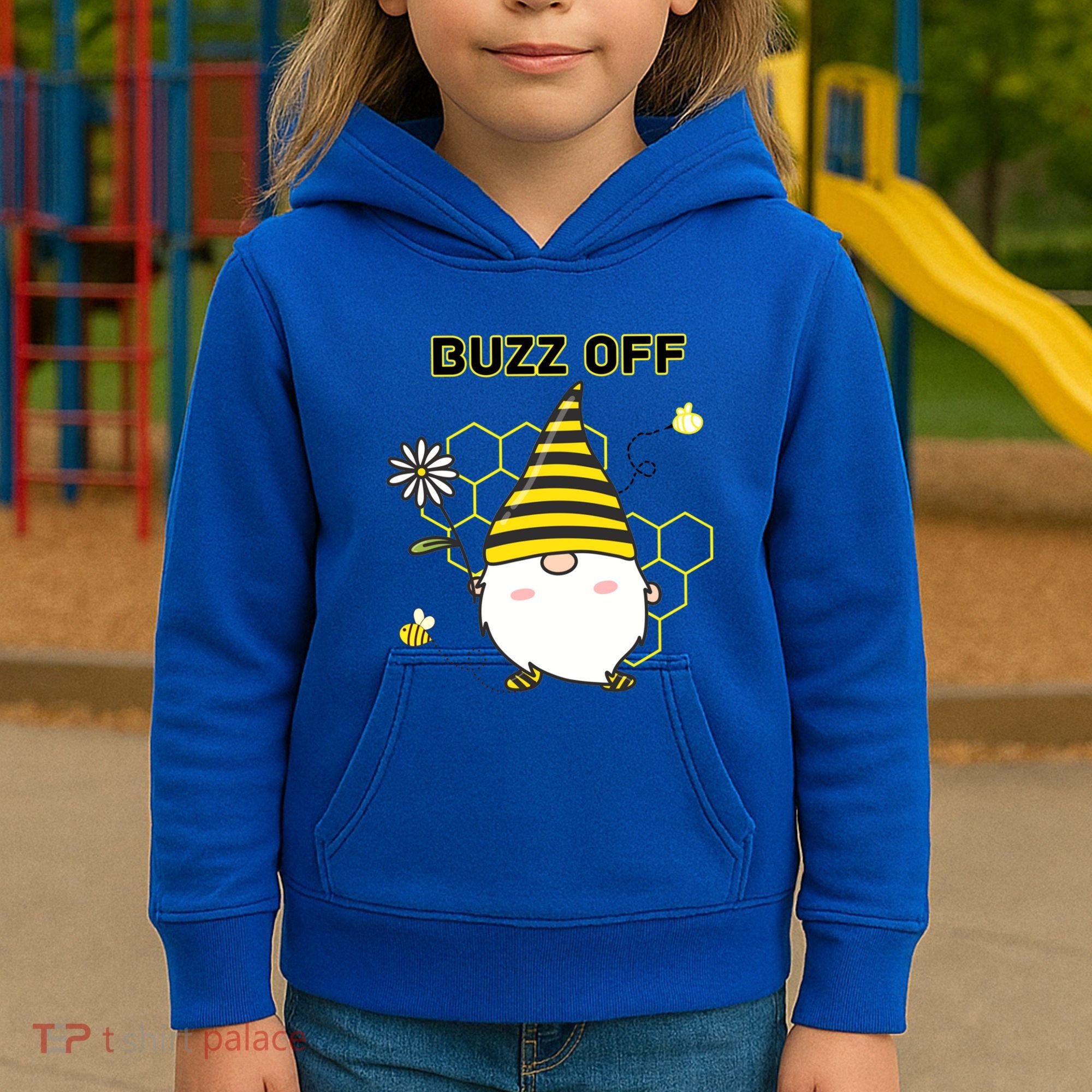 Buzz Off Bumblebee Honeycomb Gnome Flower Go Away Funny Gift Kids Hoodie