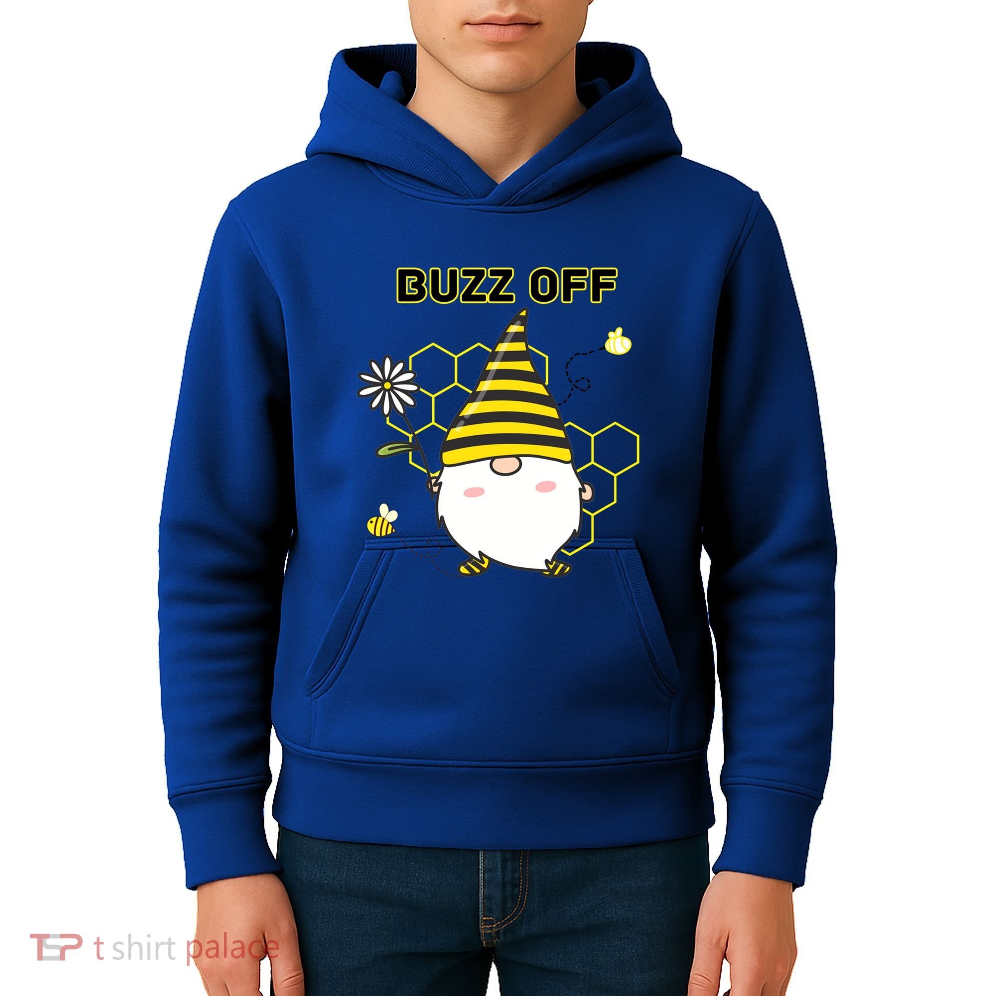Buzz Off Bumblebee Honeycomb Gnome Flower Go Away Funny Gift Kids Hoodie