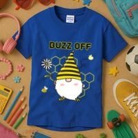 Buzz Off Bumblebee Honeycomb Gnome Flower Go Away Funny Gift Kids T-Shirt thumb 3