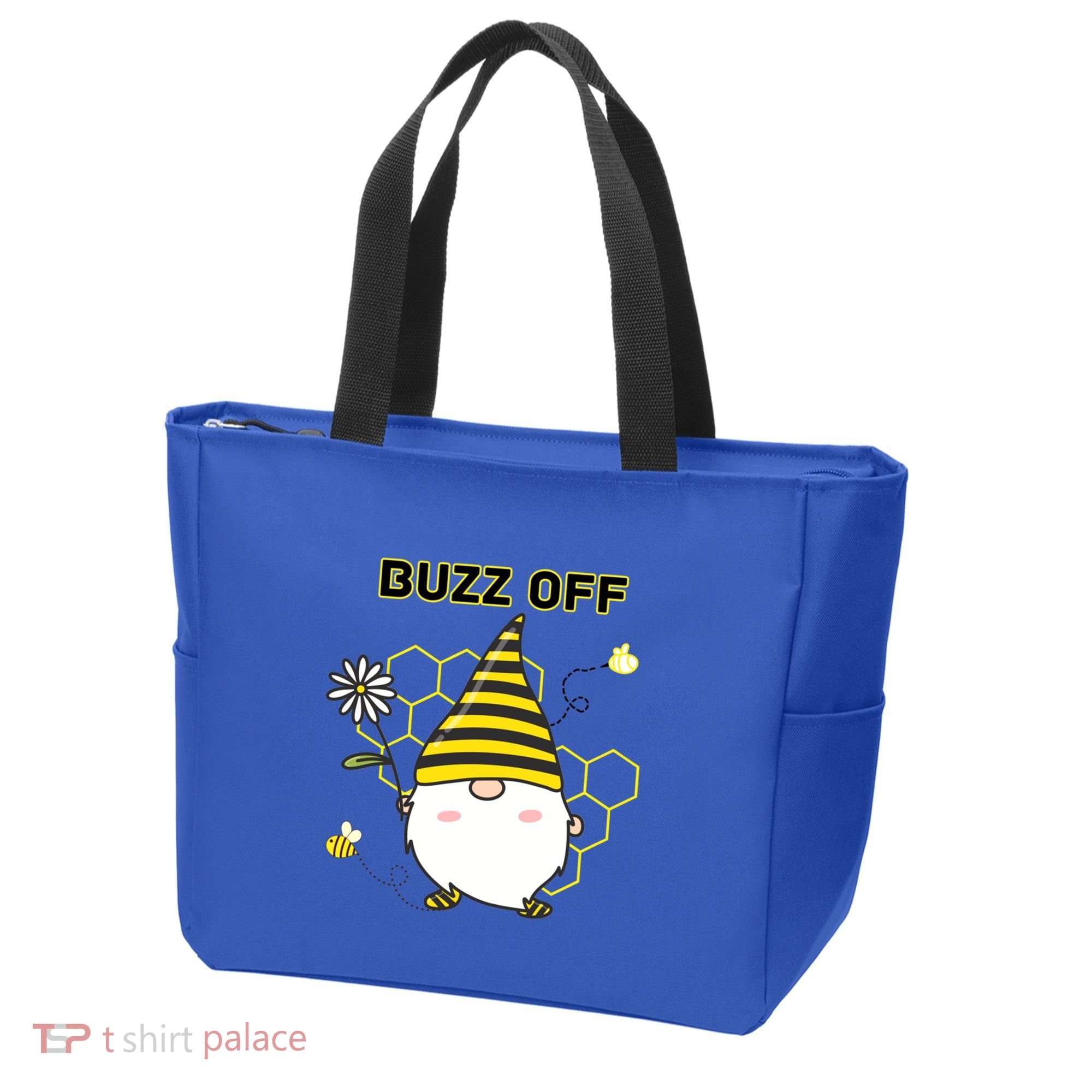 Buzz Off Bumblebee Honeycomb Gnome Flower Go Away Funny Gift Tote Bag