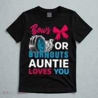 Burnouts Or Bows Auntie Loves You Gender Reveal Party Baby T-Shirt thumb 5
