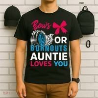 Burnouts Or Bows Auntie Loves You Gender Reveal Party Baby T-Shirt thumb 6