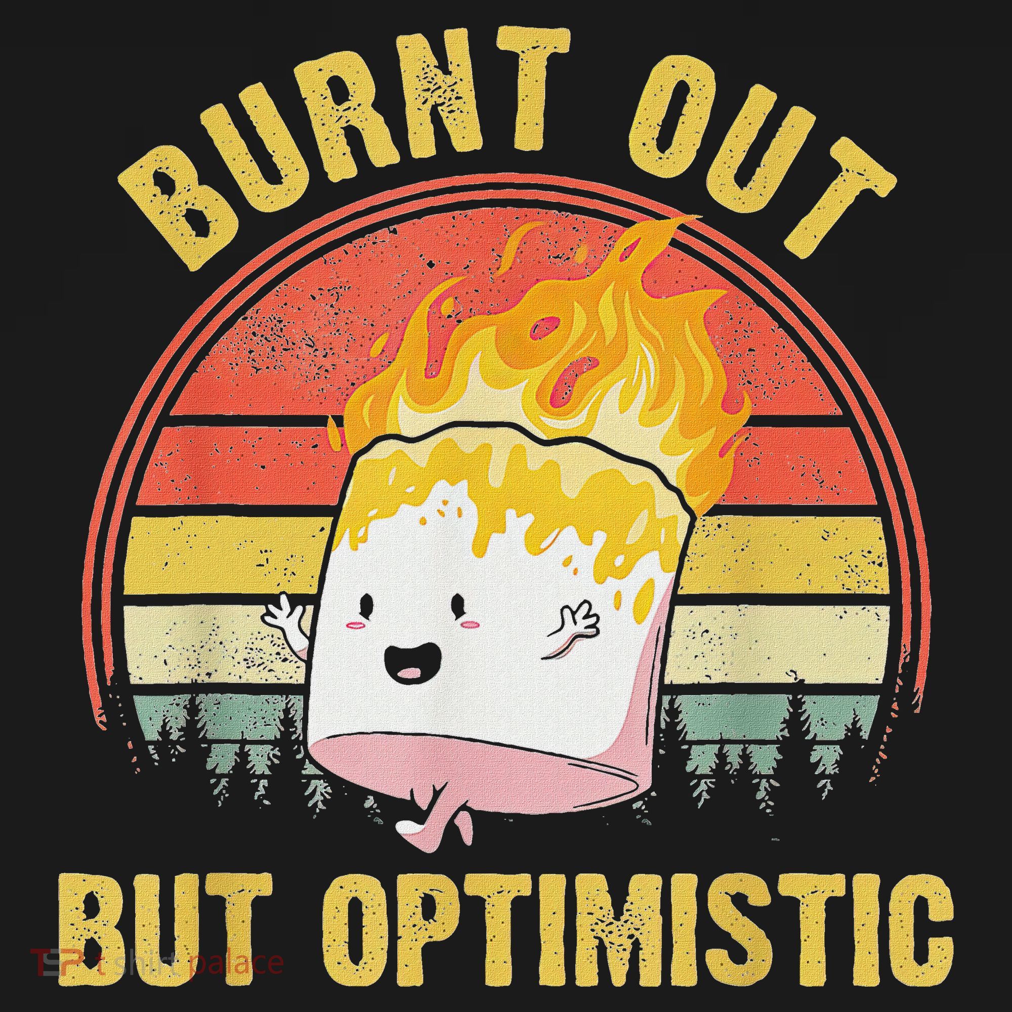 Burnt Out But Optimistic Cute Marshmallow For Camping Backpack
