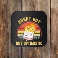 Burnt Out But Optimistic Cute Marshmallow For Camping Coaster thumb 0