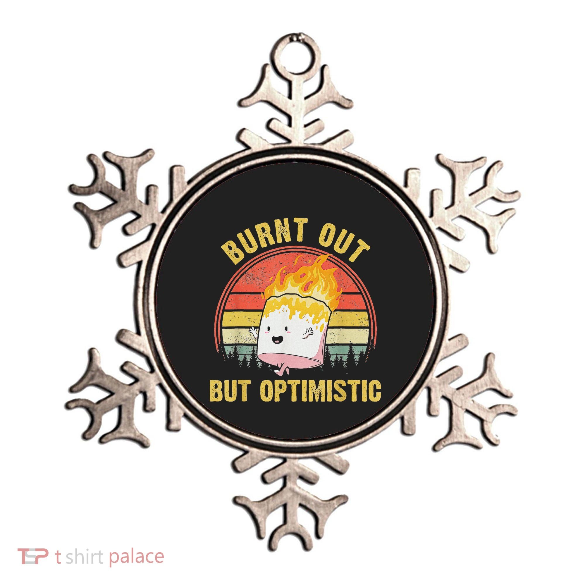 Burnt Out But Optimistic Cute Marshmallow For Camping Ornament
