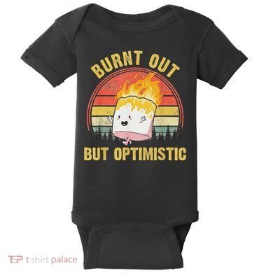 Burnt Out But Optimistic Cute Marshmallow For Camping Baby Bodysuit