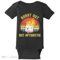 Burnt Out But Optimistic Cute Marshmallow For Camping Baby Bodysuit thumb 0