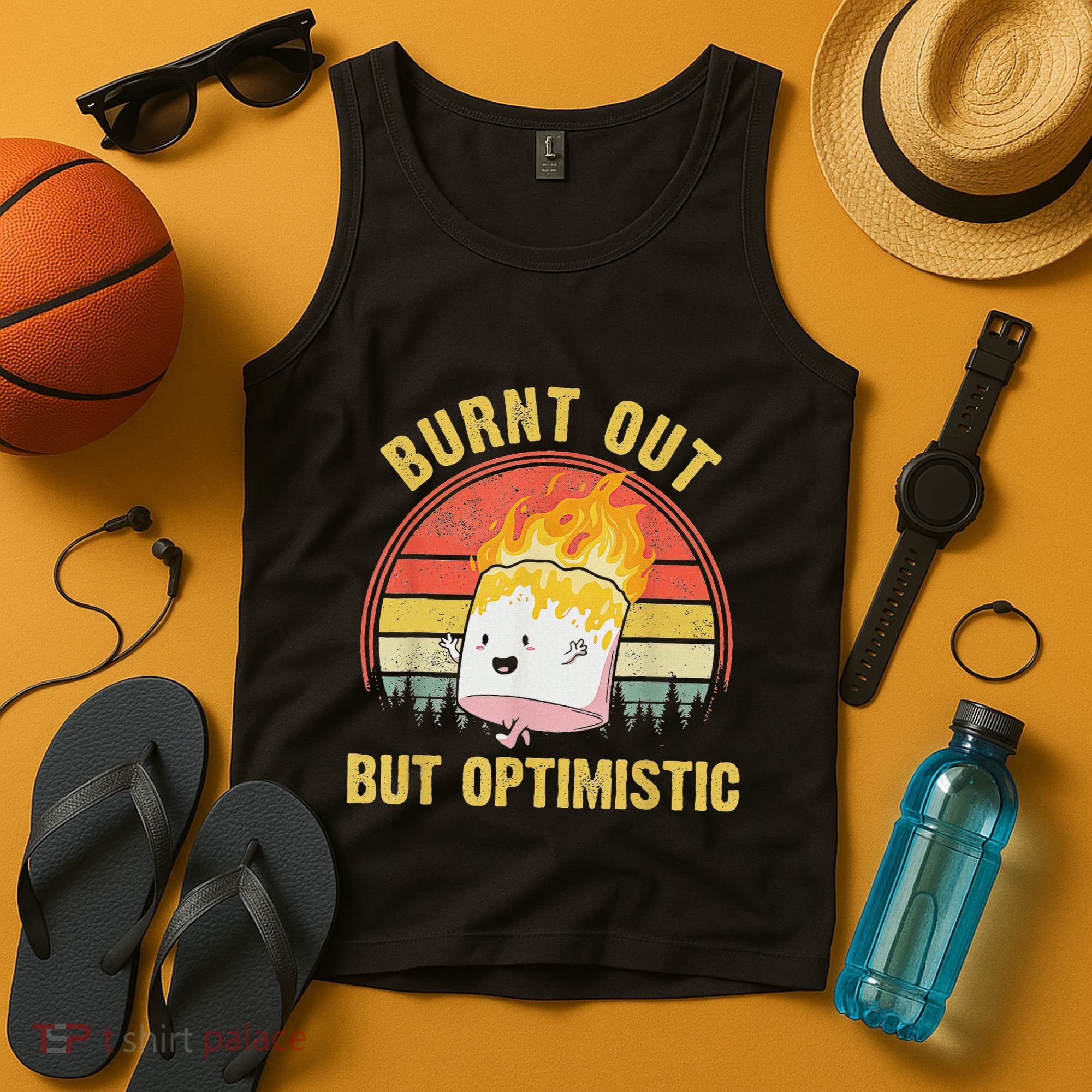 Burnt Out But Optimistic Cute Marshmallow For Camping Tank Top