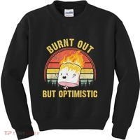 Burnt Out But Optimistic Cute Marshmallow For Camping Kids Sweatshirt thumb 0