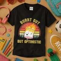 Burnt Out But Optimistic Cute Marshmallow For Camping Kids T-Shirt thumb 3