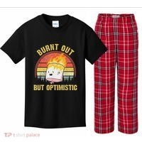 Burnt Out But Optimistic Cute Marshmallow For Camping Kids Plaid Pajama Set thumb 0