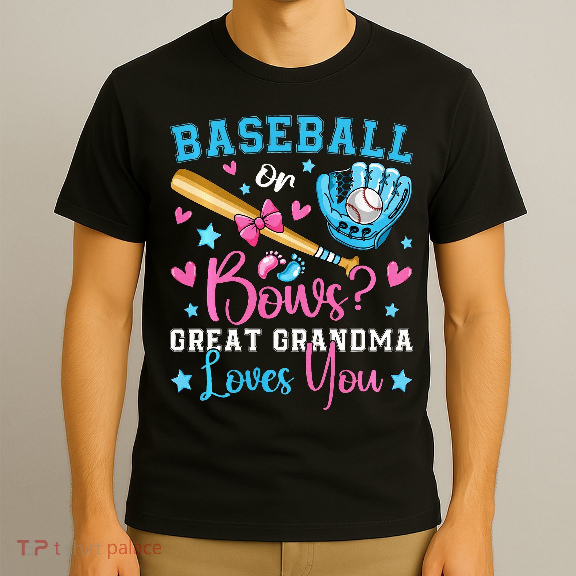 Baseball or Bows Great Grandma Loves You Cute Gender Reveal T-Shirt