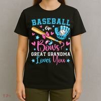 Baseball or Bows Great Grandma Loves You Cute Gender Reveal T-Shirt thumb 4