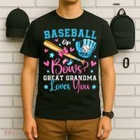 Baseball or Bows Great Grandma Loves You Cute Gender Reveal T-Shirt thumb 6