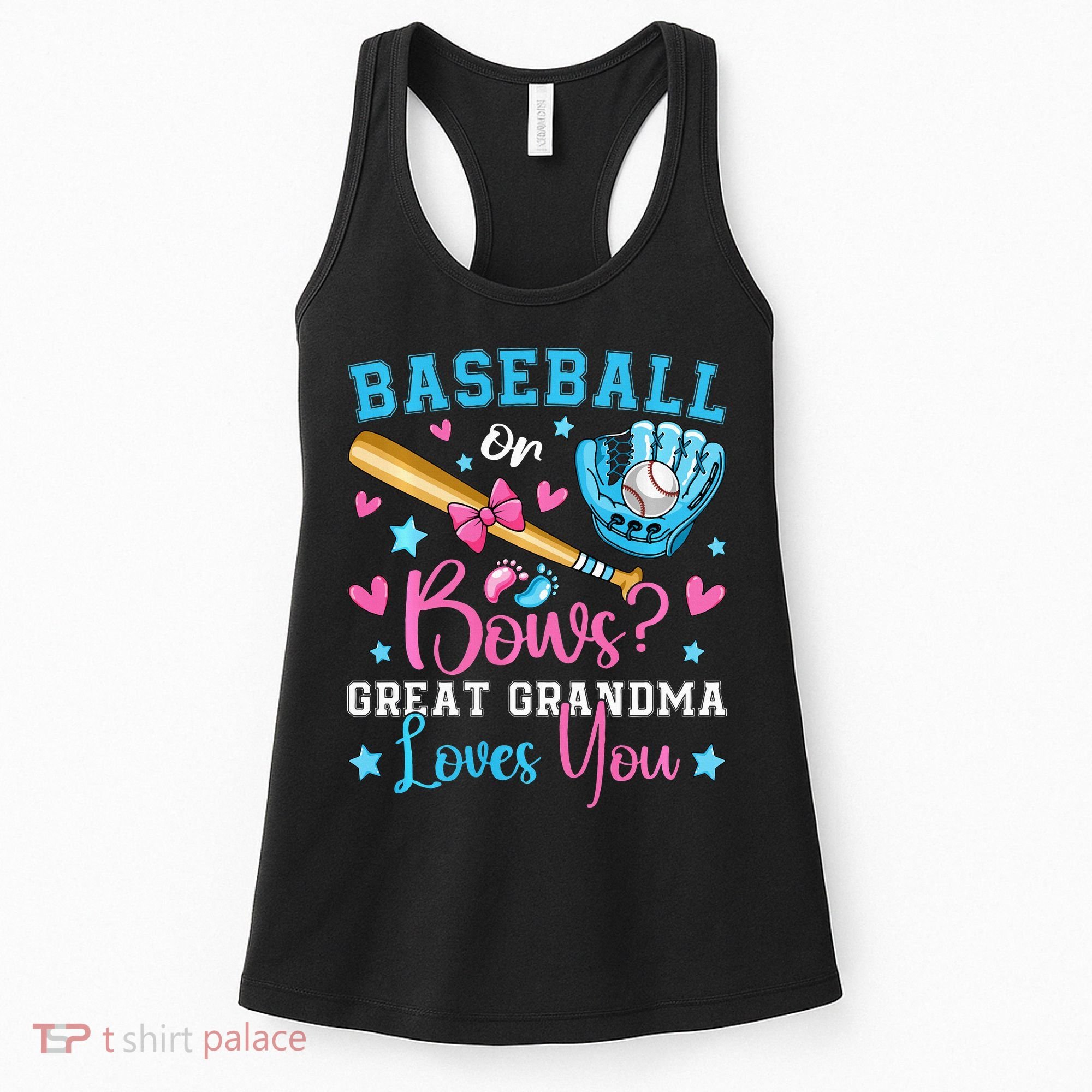 Baseball or Bows Great Grandma Loves You Cute Gender Reveal Women's Tank Top