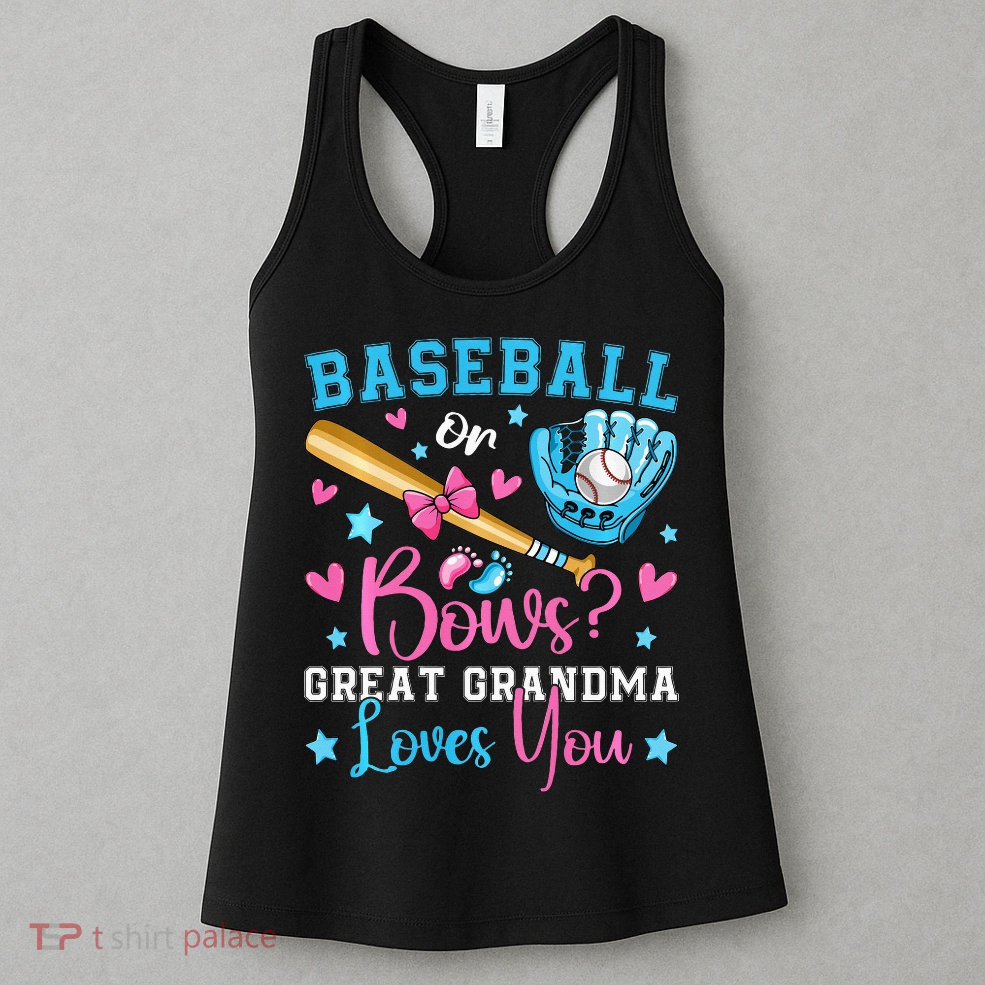 Baseball or Bows Great Grandma Loves You Cute Gender Reveal Women's Tank Top