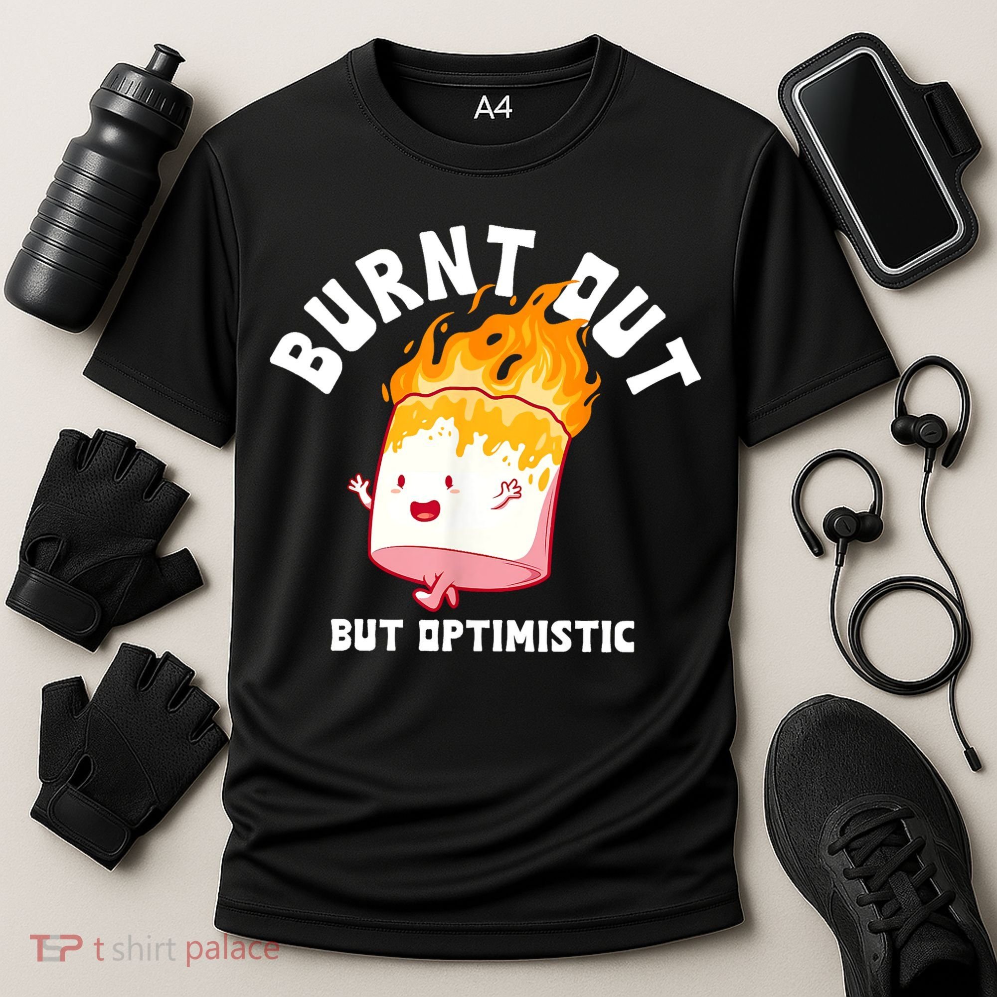 Burnt Out But Optimistics Funny Saying Humor Quote Cooling Performance Crew T-Shirt