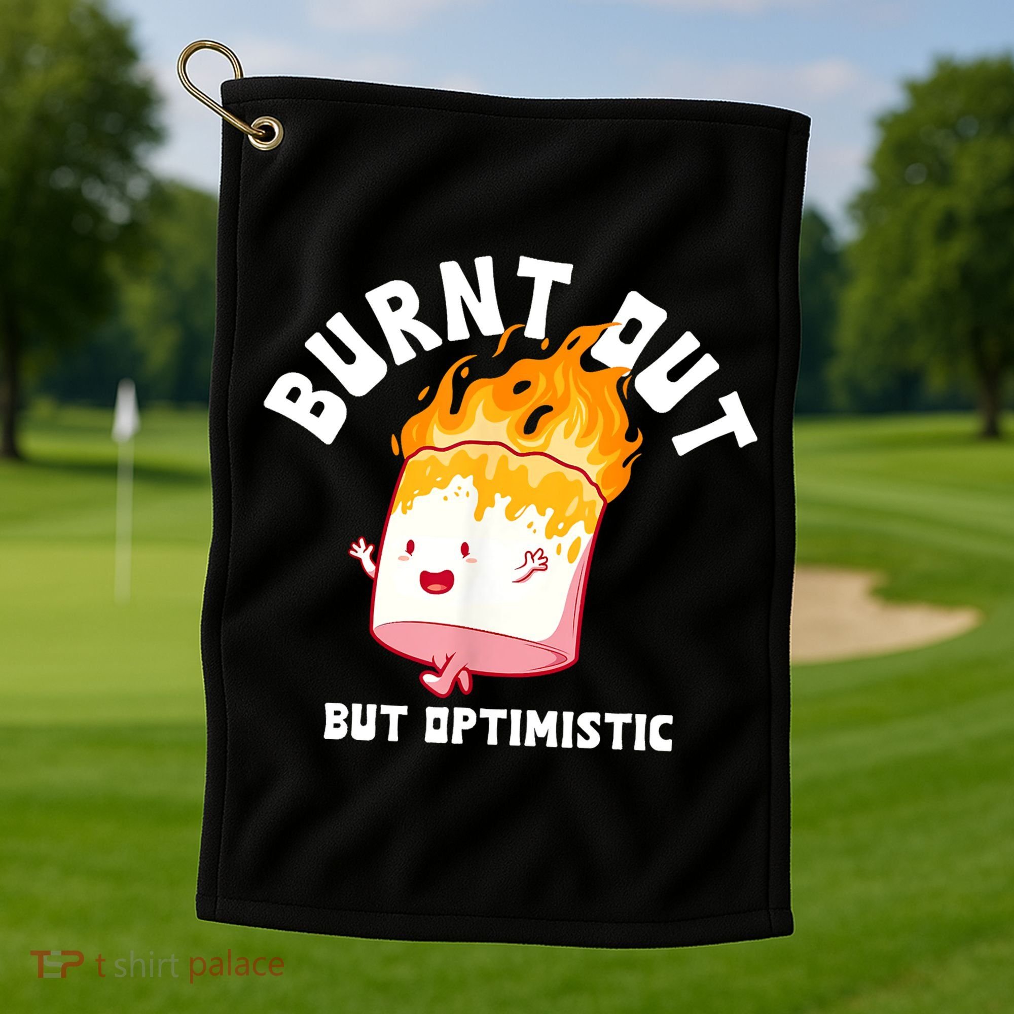 Burnt Out But Optimistics Funny Saying Humor Quote Golf Towel