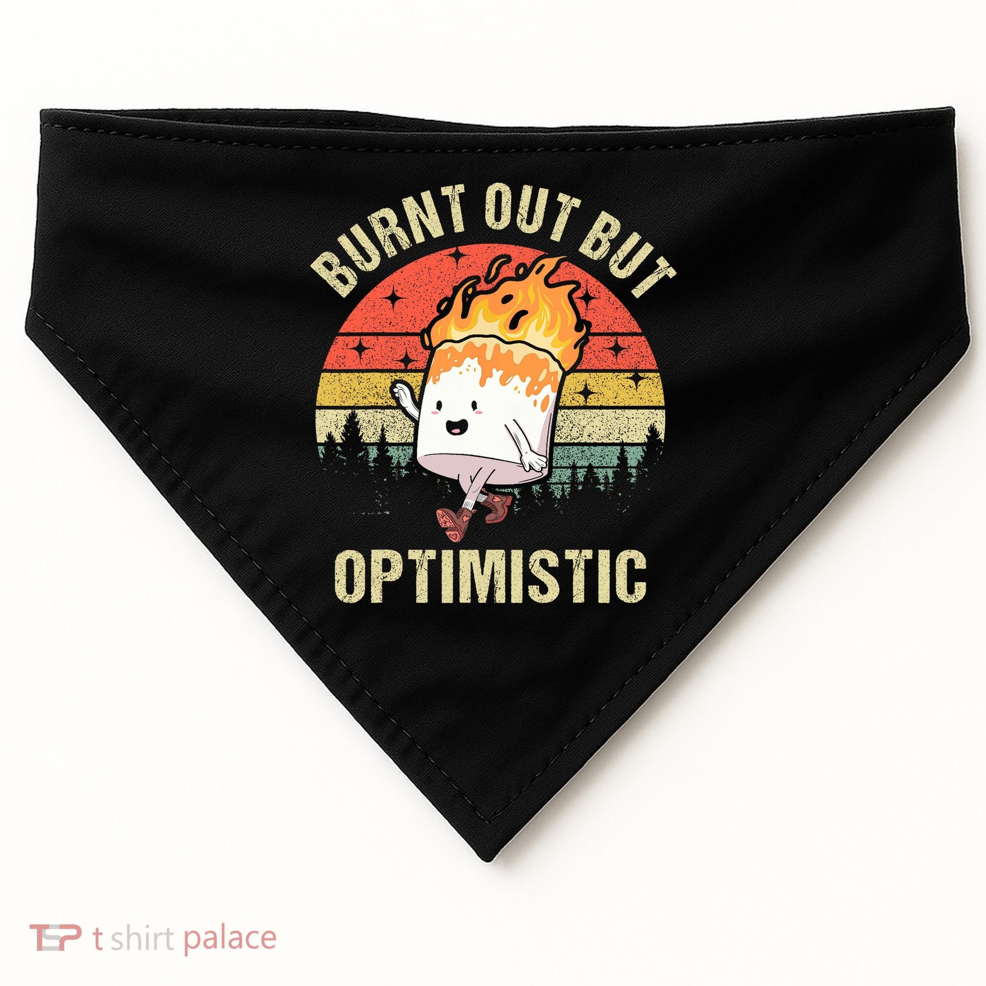 Burnt Out But Optimistic Funny Marshmallow For Camping Retro USA-Made Doggie Bandana