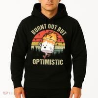 Burnt Out But Optimistic Funny Marshmallow For Camping Retro Hoodie thumb 2