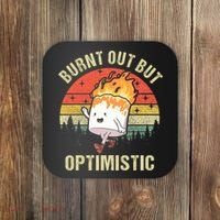 Burnt Out But Optimistic Funny Marshmallow For Camping Retro Coaster thumb 0