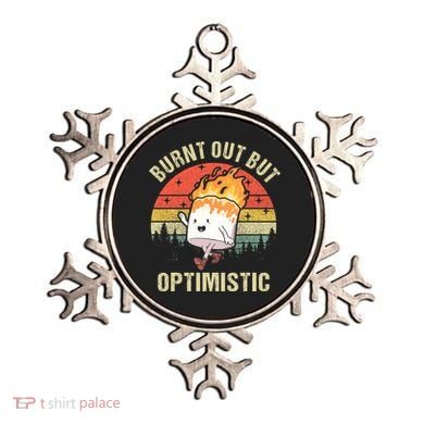 Burnt Out But Optimistic Funny Marshmallow For Camping Retro Ornament
