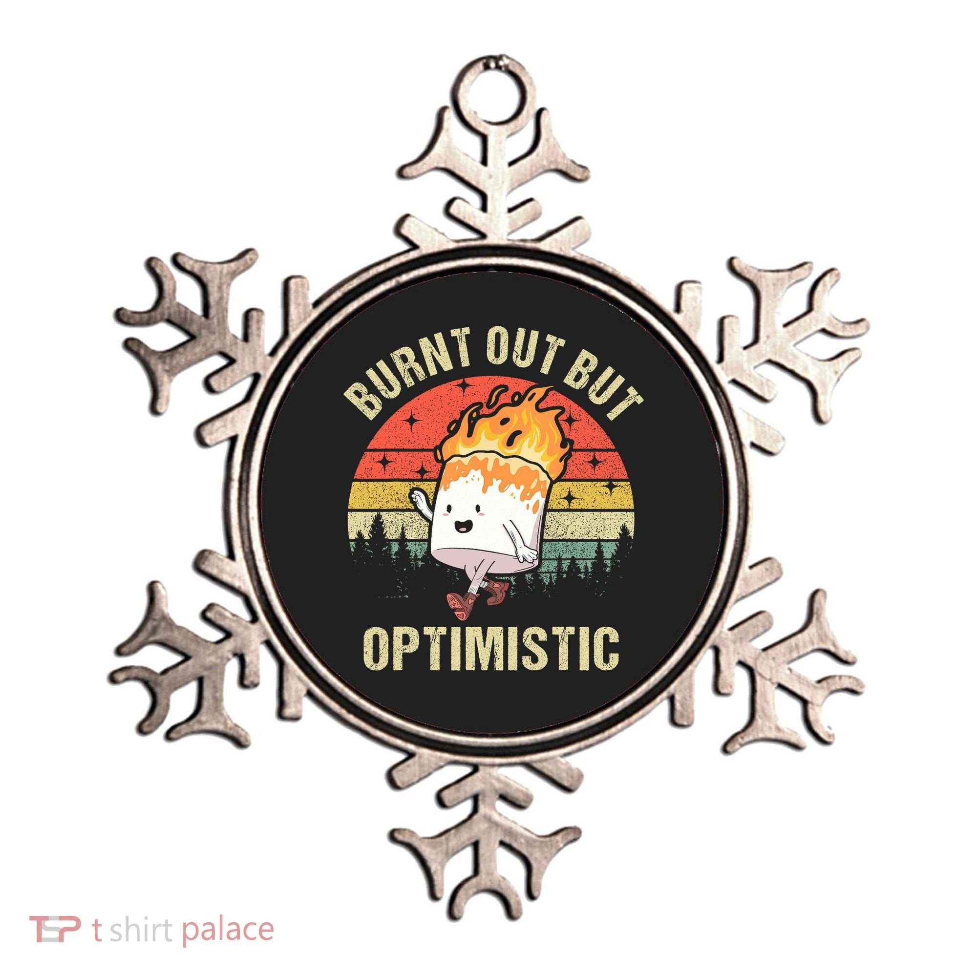 Burnt Out But Optimistic Funny Marshmallow For Camping Retro Ornament