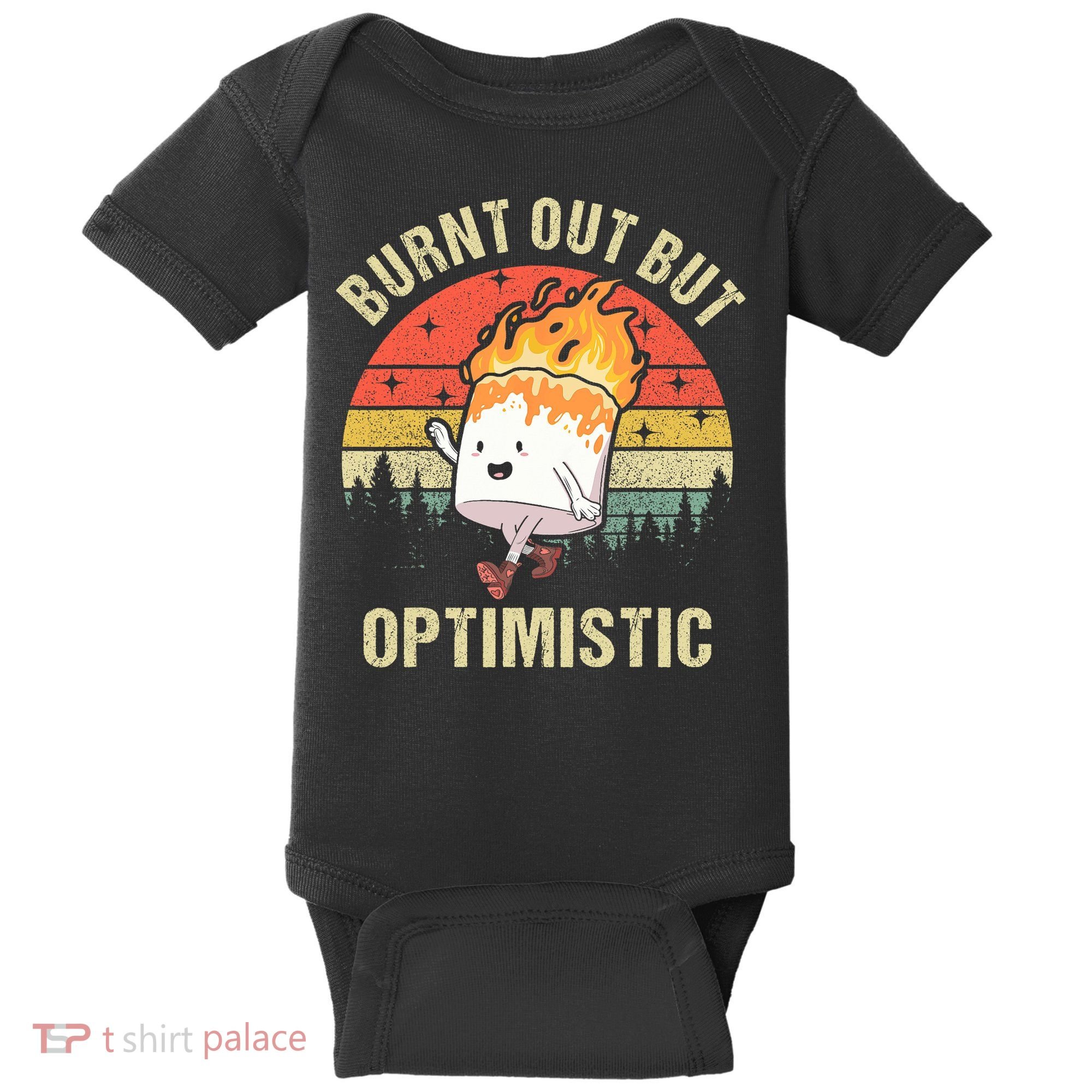 Burnt Out But Optimistic Funny Marshmallow For Camping Retro Baby Bodysuit