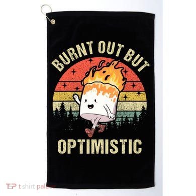 Burnt Out But Optimistic Funny Marshmallow For Camping Retro Golf Towel