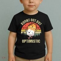 Burnt Out But Optimistic Funny Marshmallow For Camping Retro Toddler T-Shirt thumb 2