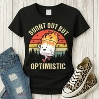 Burnt Out But Optimistic Funny Marshmallow For Camping Retro Women's T-Shirt thumb 3