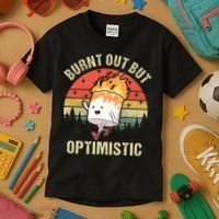 Burnt Out But Optimistic Funny Marshmallow For Camping Retro Kids T-Shirt thumb 3