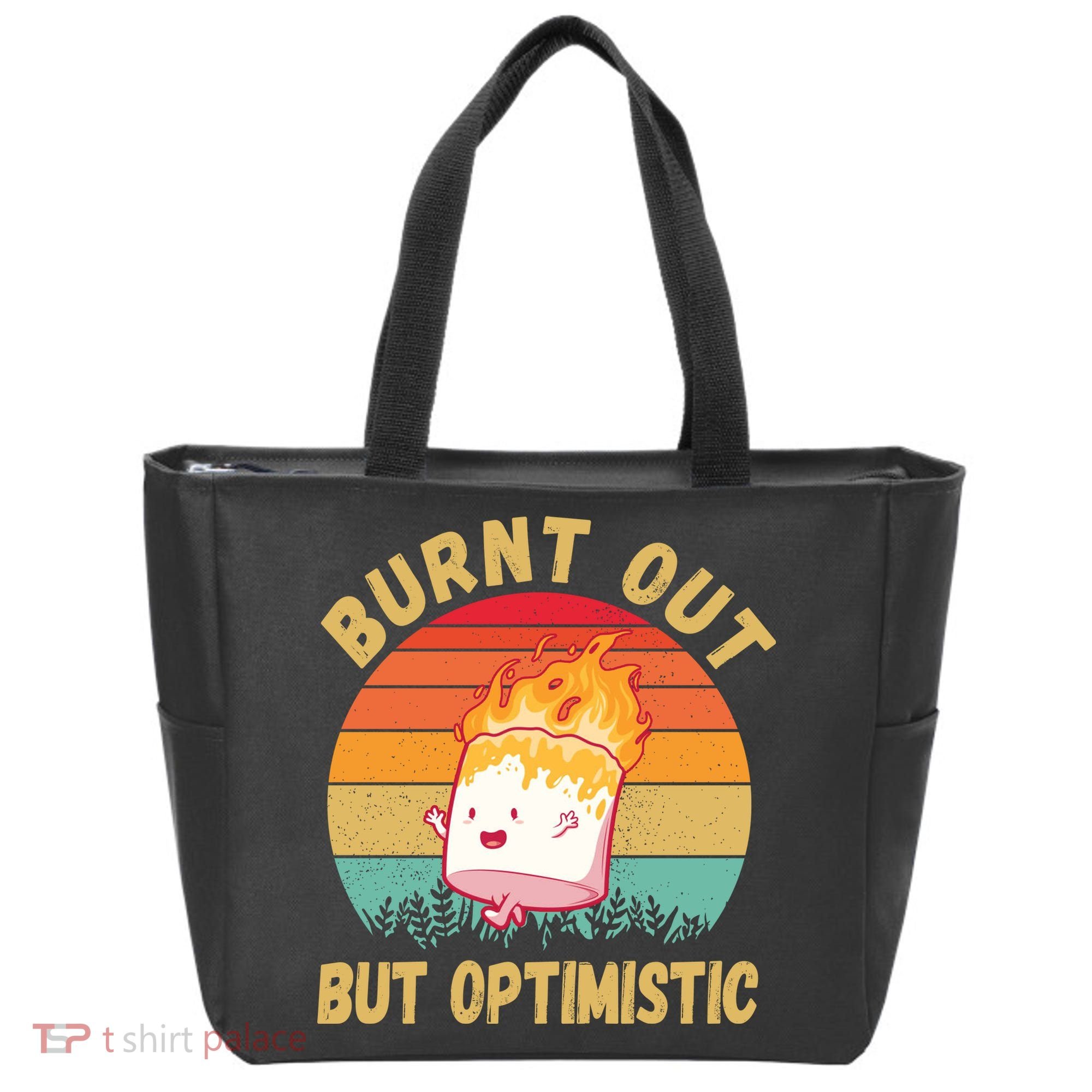 Burnt Out But Optimistic Funny Marshmallow Tote Bag