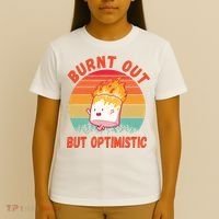 Burnt Out But Optimistic Funny Marshmallow T-Shirt thumb 4