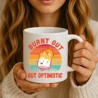 Burnt Out But Optimistic Funny Marshmallow Coffee Mug thumb 3