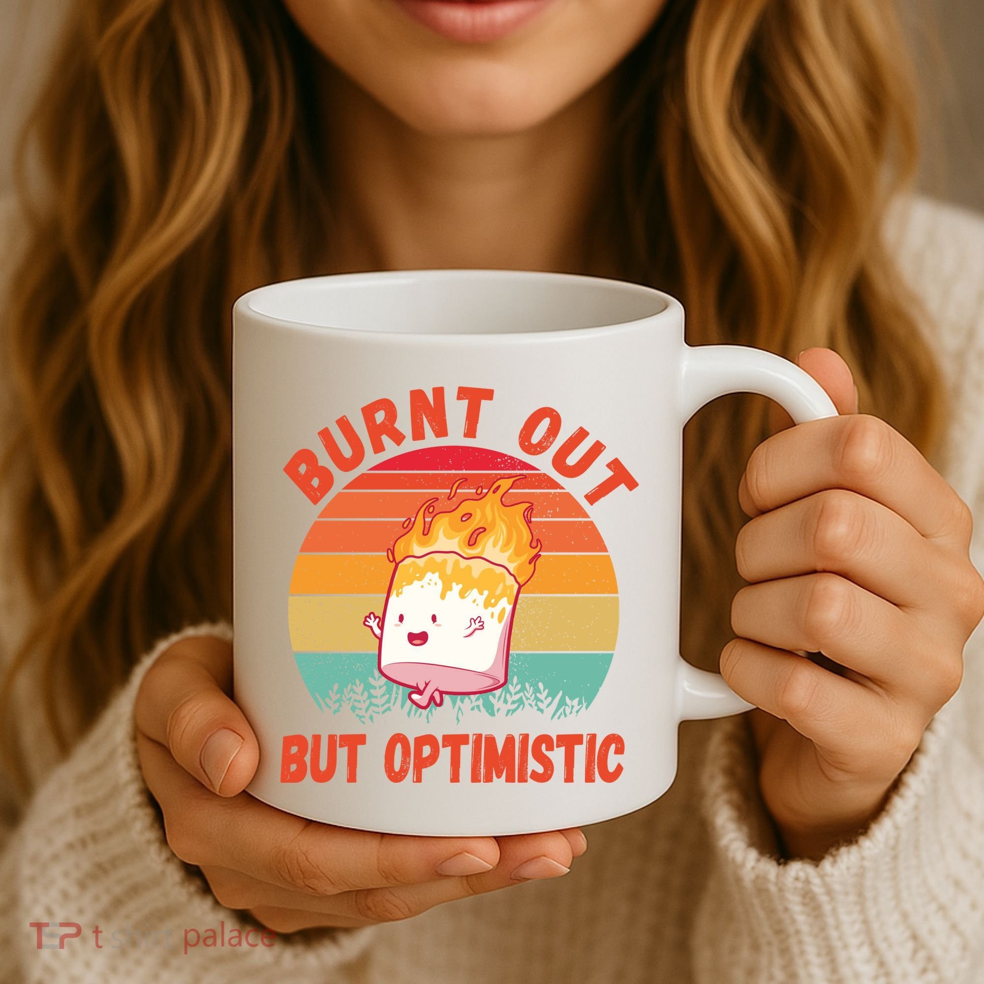 Burnt Out But Optimistic Funny Marshmallow Coffee Mug
